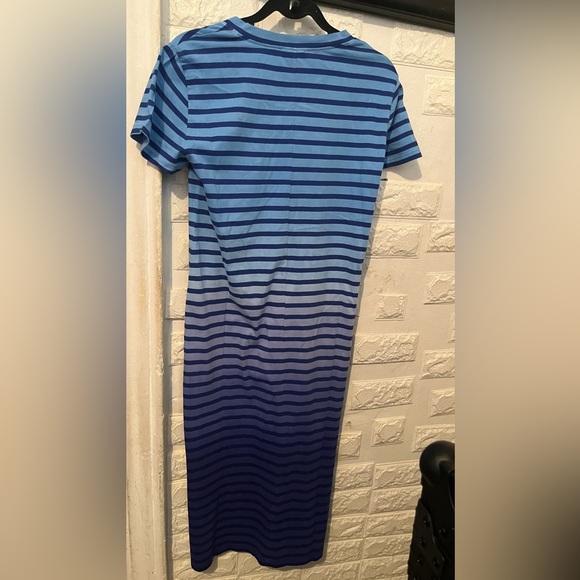 J Crew Midi T Shirt Dress In Dip Dyed Stripe - Picture 3 of 8